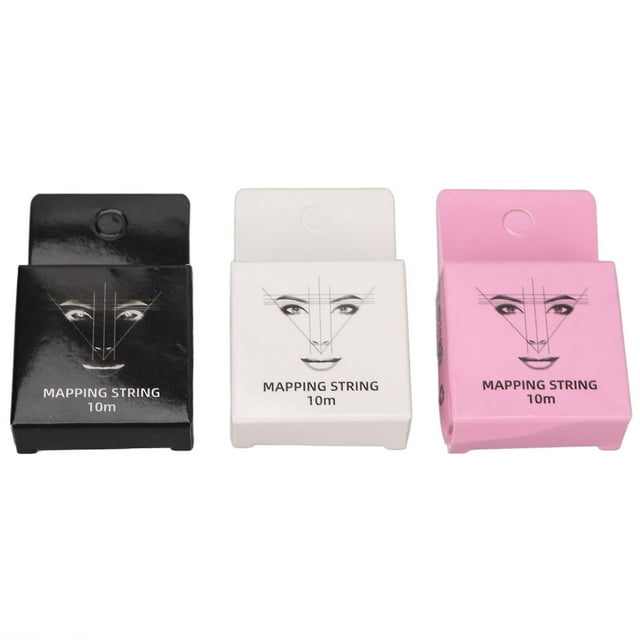 Lot de 3 fils de microblading pré-encrés de 10 m, 15 ml, pour cartographie des sourcils, noir, blanc, rose