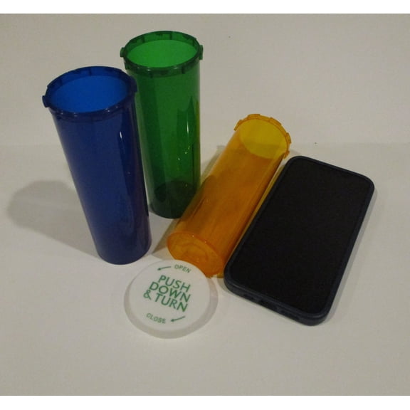 60 Dram Medical Vials Tri-Color EXTRA LARGE 10 Pack
