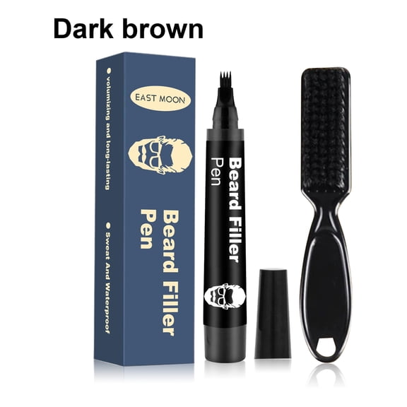 Beard Pencil Filler for Men Waterproof Black Beard Pen with Brush