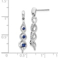 thumbnail image 2 of Real 14kt White Gold Diamond and Blue Sapphire Post Dangle Earrings; for Adults and Teens; for Women and Men, 2 of 2