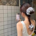 thumbnail image 4 of Silk Feeling Hair Tie for Women Hair Holder Shirring Scrunchies Ribbon Hair Rope Hair Tie Flower Unique gray silver large, 4 of 4