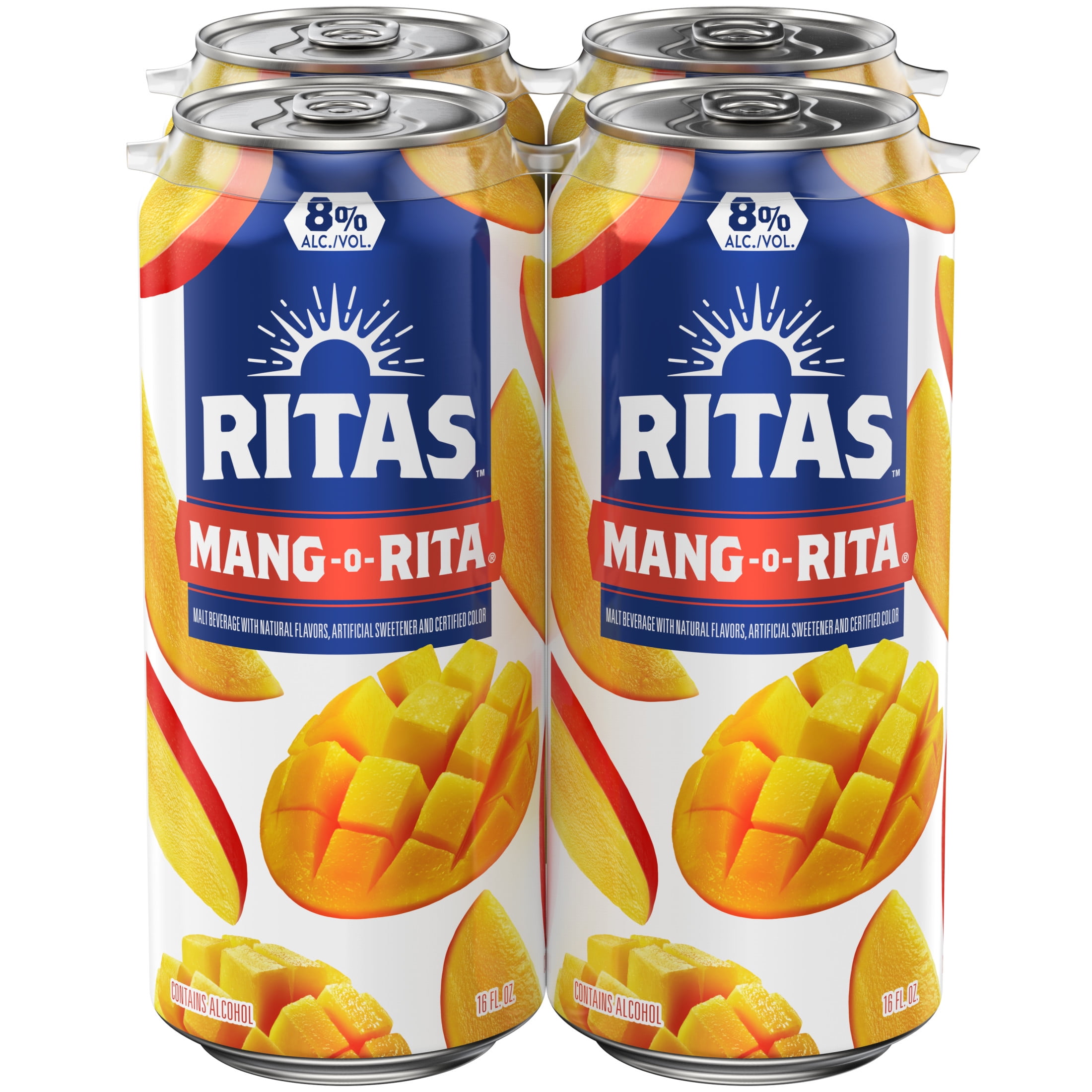 Ritas Mang-O-Rita Sparkling Mango Margarita, 4 pack 16 fl. oz. Aluminum Cans, 8% ABV