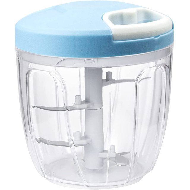 Manual Garlic Grinder Chopper Meat Cutter , Hand Pull Chop Chopper Manual Food Processor (Blue-L)