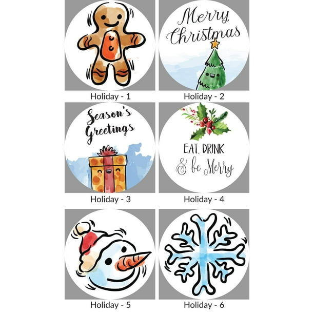 LB-1PK 2.5 Inch Circle Personalized Holiday and Christmas Present Stickers Tags and Envelope Seals (Pre-Set Designed, 24 Labels)