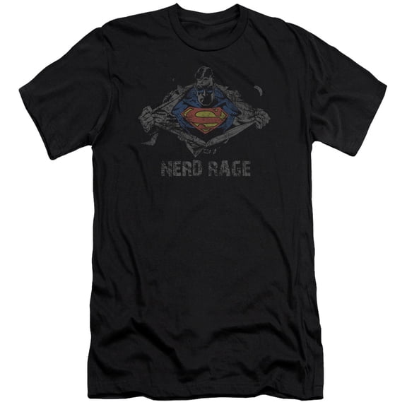 Superman Nerd Rage Adult 30/1 T-Shirt Black