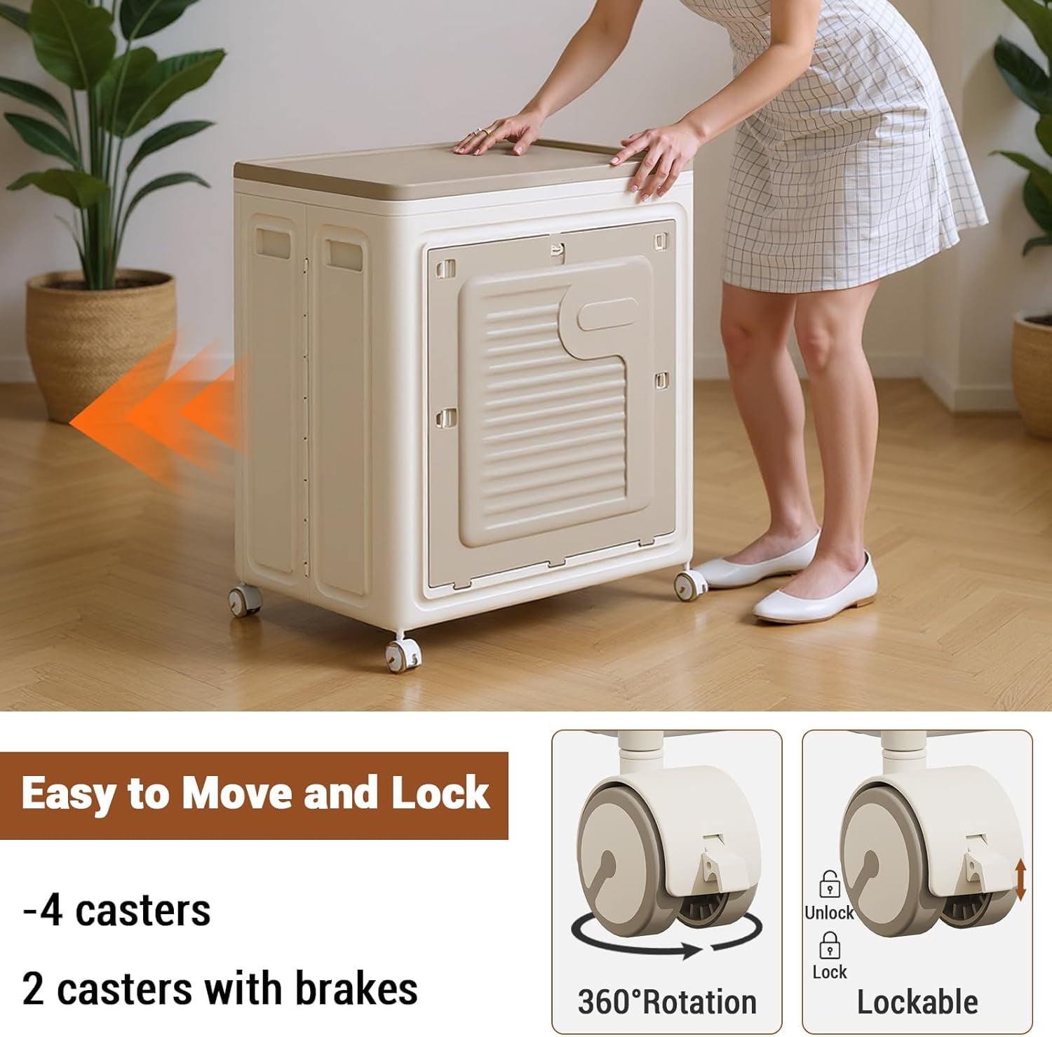 Rolling Laundry Hamper With Lid, Clothes Storage Box Household 123L Large Clothes Capacity Flip Clothing Quilt Storage Box Bedroom Foldable Storage Box