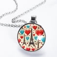 thumbnail image 2 of Eiffel Tower Elegant Circular Glass Pendant Necklace - Womens Necklaces, 2 of 5