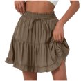 thumbnail image 2 of AUNVITO Women's Anti-Slip Lining Elastic Waist Casual Skirt with Drawstring, Solid Color Summer Loose Fit A-Line Skirt for Daily, Beach, Work, 2 of 7