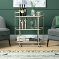 thumbnail image 4 of Evelyn&Zoe Leif 30" Wide Oval Bar Cart, Satin Nickel, 4 of 9