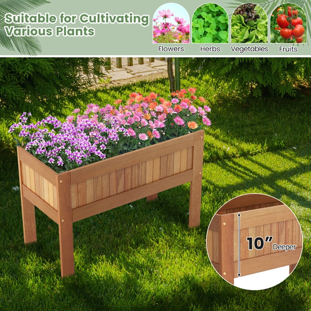 Kadyn Wooden Raised Garden Bed Solid Wood Elevated Planter Box with Legs