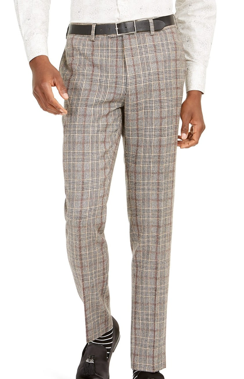 Tallia Mens Dress Pants 36x30 Plaid 
