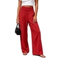 thumbnail image 2 of SBYOJLPB Women's Solid Color Pants Loose Comfortable High-waisted Casual Wide-leg Trousers, 2 of 5