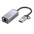 thumbnail image 2 of Usb C/usb A a tarjeta de red Rj45 adaptador Ethernet de tarjeta de red 2 en 1 100mbps Plug-and-play Compatible con Pho, 2 of 5