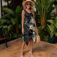 thumbnail image 4 of Uorisanigo Flowers Polynesian Couple Matching Outfit Husban and Wife Clothing Men's Button Down Beach Shirt for Summer and Women's Summer Dress Flowy Hawaiian Sundress, 4 of 7