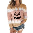 thumbnail image 1 of Tunique Décontractée à Manches Longues pour Femmes Automne Tendance Imprimé Teinture sur Nœuds Col Rond Blouses Basiques Amples, 1 of 4