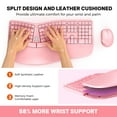 thumbnail image 6 of MEETION Pink Wireless Ergonomic Keyboard and Mouse, Split Arch Keyboard with Cushioned Wrist Palm Rest, Wireless Vertical Mouse, Rechargeable Full Size, for Windows/Mac/Computer/Laptop, 6 of 9