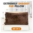 thumbnail image 3 of Throw Pillows for Couch and Bed, Soft Shaggy Throw Pillows with Inserts Included, Cozy Long Hair Faux Fur Pillows - Set of 2-12" x 20" - Chocolate, 3 of 8