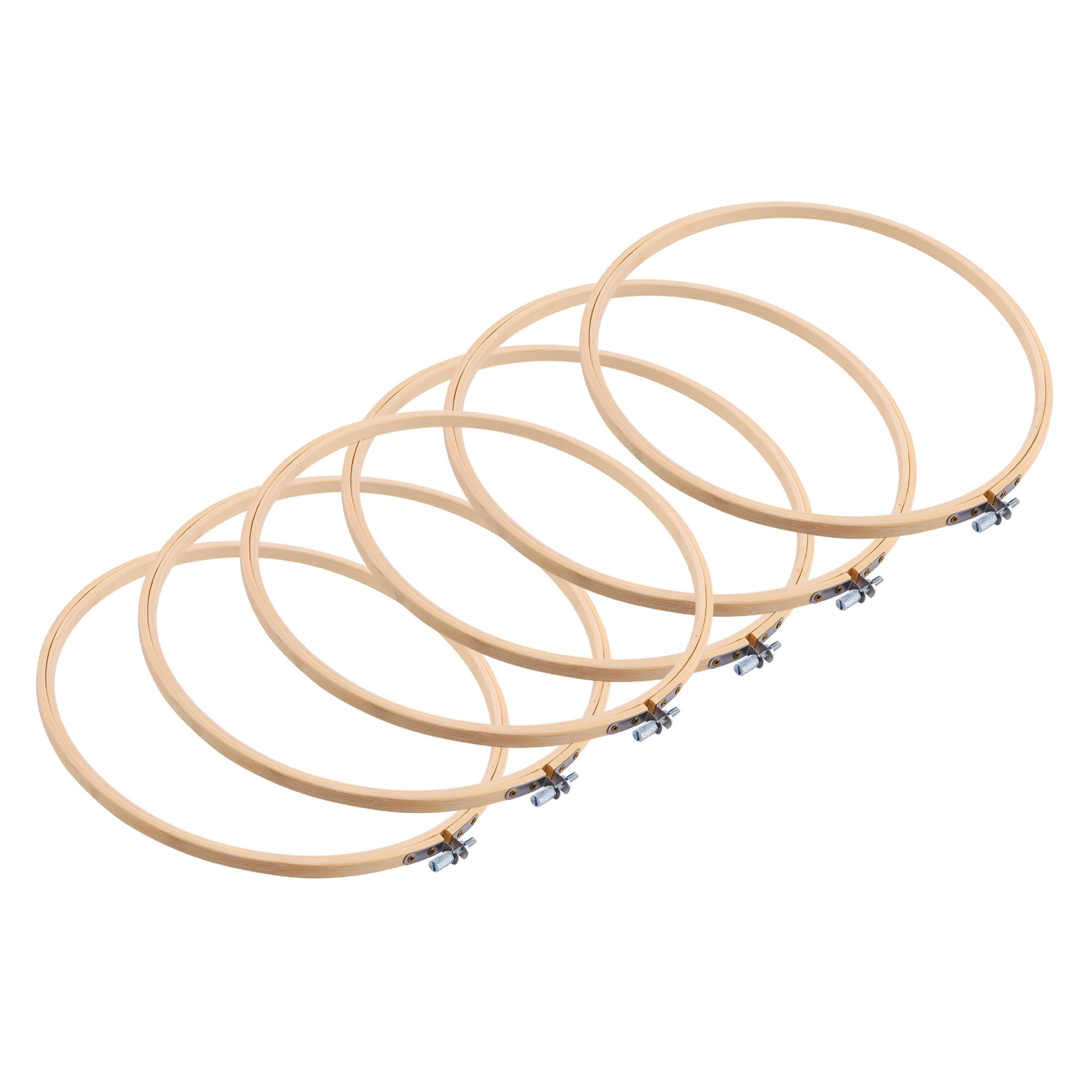 XIBUFE 12Pcs 10" Wooden Adjustable Bamboo Embroidery Hoops Bulk