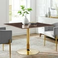 thumbnail image 3 of Modway Verne 40" Square Modern Wood & Metal Dining Table in Cherry Walnut/Gold, 3 of 6