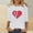 #451-White, variant on Wowcloth Ladies' Hearted-Printed Round Neck Three Quarter Sleeve 3/4 Sleeve T-shirt Loose