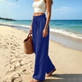 thumbnail image 3 of ClodeEU Women's Elastic Drawstring High Waist Wide Leg Pants,Casual Loose Trousers with Pockets Blue,Women's Plus XXL, 3 of 6