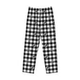 thumbnail image 4 of Xecao Black Tartan Plaid Men's Straight Lounge Pajama Pants: The Ultimate in Comfortable Sleepwear, 4 of 9