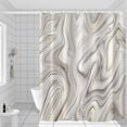 thumbnail image 3 of Marble Shower Curtain, White Gray Shower Curtain for Bathroom Stall RV Abstract Art Decor Waterproof Fabric Shower Curtain Set with Hooks 72x72 inches, 3 of 6