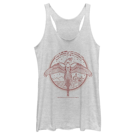 Women's Harry Potter Order of Phoenix Flight Racerback Tank Top White Heather 2X Large