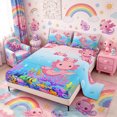 thumbnail image 2 of Meiyoeat Cartoon Sea Salamander Bed Sheets 4-Piece, Cartoon Ocean Animal Full Size Sheets, Pink Blue, 2 of 6