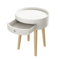 thumbnail image 5 of 18"H Round Coffee Table, Modern Small Side Table with Wood Legs and Storage Drawer, Simple Home End Table with White Tray for Living Room, Bedroom, Office, 5 of 8