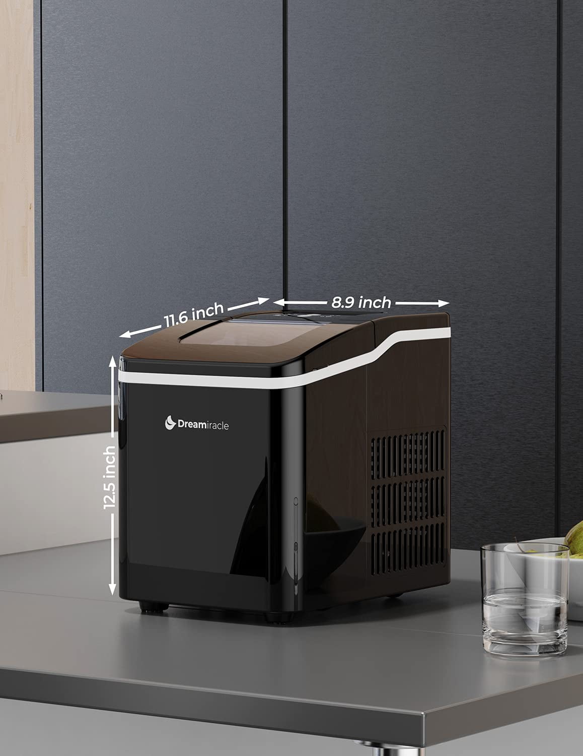 Ice Maker Countertop 2 Ice Sizes, 30 lbs Bullet Ice in 24H, Self-Clean, 9 Cubes in 5 Mins, FOHERE