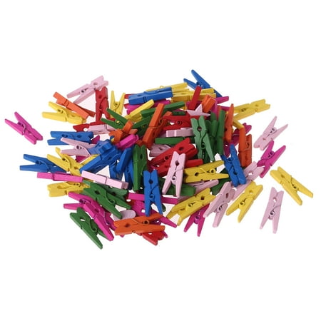 

LIANXUE 100Pcs Small Size 25mm Mini Natural Wooden Clips for Photo Paper Pegs Clothespin Craft Decoration School Office Supplies