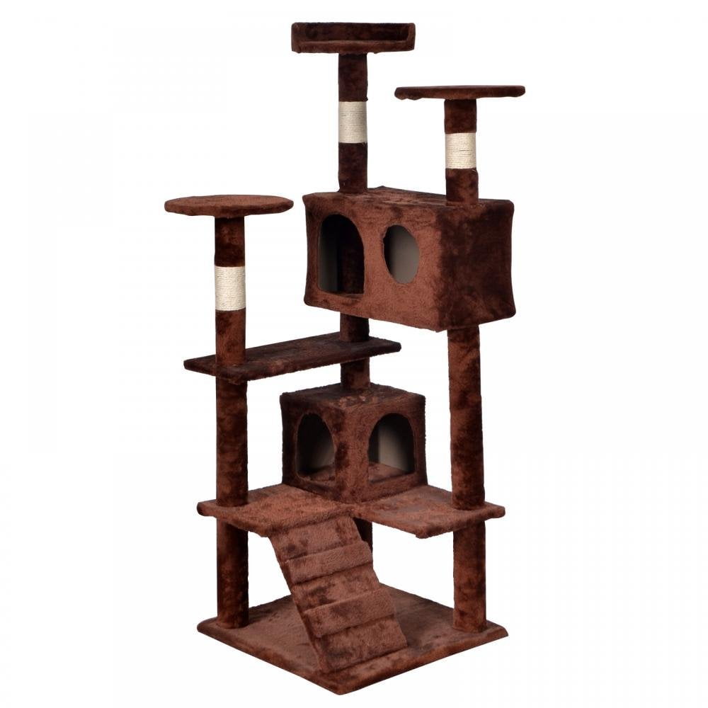 Bestpet 50in Cat Tree & Condo Scratching Post Tower, Brown Walmart