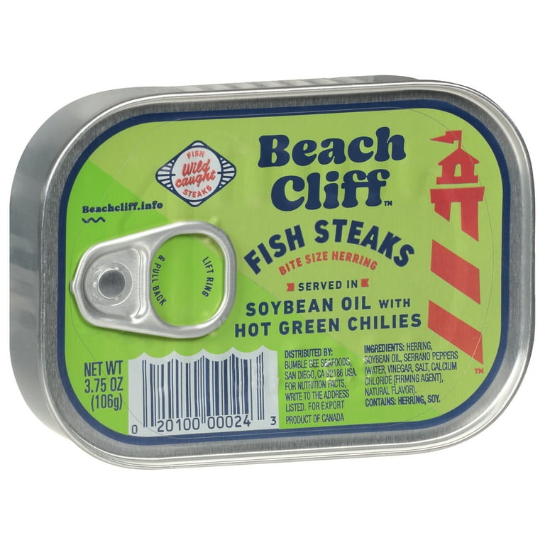 8 pack) Beach Cliff Wild Caught Fish Steaks in Soybean Oil with