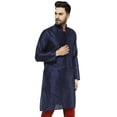 thumbnail image 4 of SKAVIJ Men's Tunic Top Art Silk Long Kurta Indian Wedding Casual Shirt Large Blue, 4 of 6