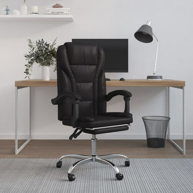 vidaXL Reclining Office Chair Black Faux Leather