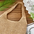 thumbnail image 4 of Bolso bohemio de paja tejida para mujer, bandolera, bolso tote rectangular, tejido natural peruano con interior de poliéster., 4 of 6