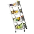 thumbnail image 3 of Kitchen Storage Shelf with Wheels, 4 Tier Bathroom Cart Shelving Unit for Toy Snack Fruit Vegetable, 3 of 8