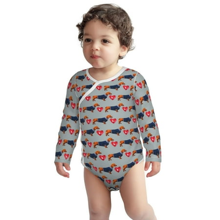 

Haiem Dachshund Dog Heart Printed Unisex-Baby Long Sleeve Onesies Bodysuits Unisex Babies Snap-Up Rompers-2 Years
