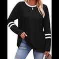 thumbnail image 2 of Camisas de Larga para Mujer, Blusas Casuales con Bloques de Color, Conjuntos de Otoño, Camisetas Básicas, Ropa de Moda Negro XL, 2 of 6