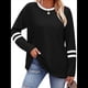 thumbnail image 2 of Camisas de Larga para Mujer, Blusas Casuales con Bloques de Color, Conjuntos de Otoño, Camisetas Básicas, Ropa de Moda Negro XL, 2 of 6