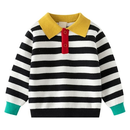 

QBGSAY Kids Sweaters Fall Winter Autumn Children S Lapel Boys Striped Pullover Baby Warm Sweaters Clothes