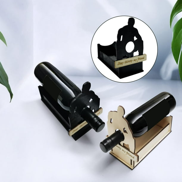 Portabotellas de vino de madera, estante de vino de escultura de estatuilla de pie para decoración de cocina de para el hogar Negro Macarena Estante para botellas de vino