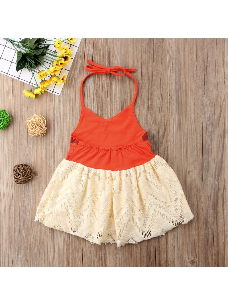 Izhansean Toddler Baby Girl Moana Fancy Dress Princess Sleeveless Lace Tutu Dress  Clothes Red 0-6 Months - Walmart.com