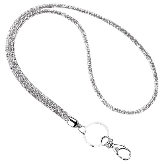 GASTROPOD Silver Rhinestone Lanyard, Sparkling Phone and ID Badge Holder Strap, Detachable Clip for Keys and Cell Phone, Fashion Accessory