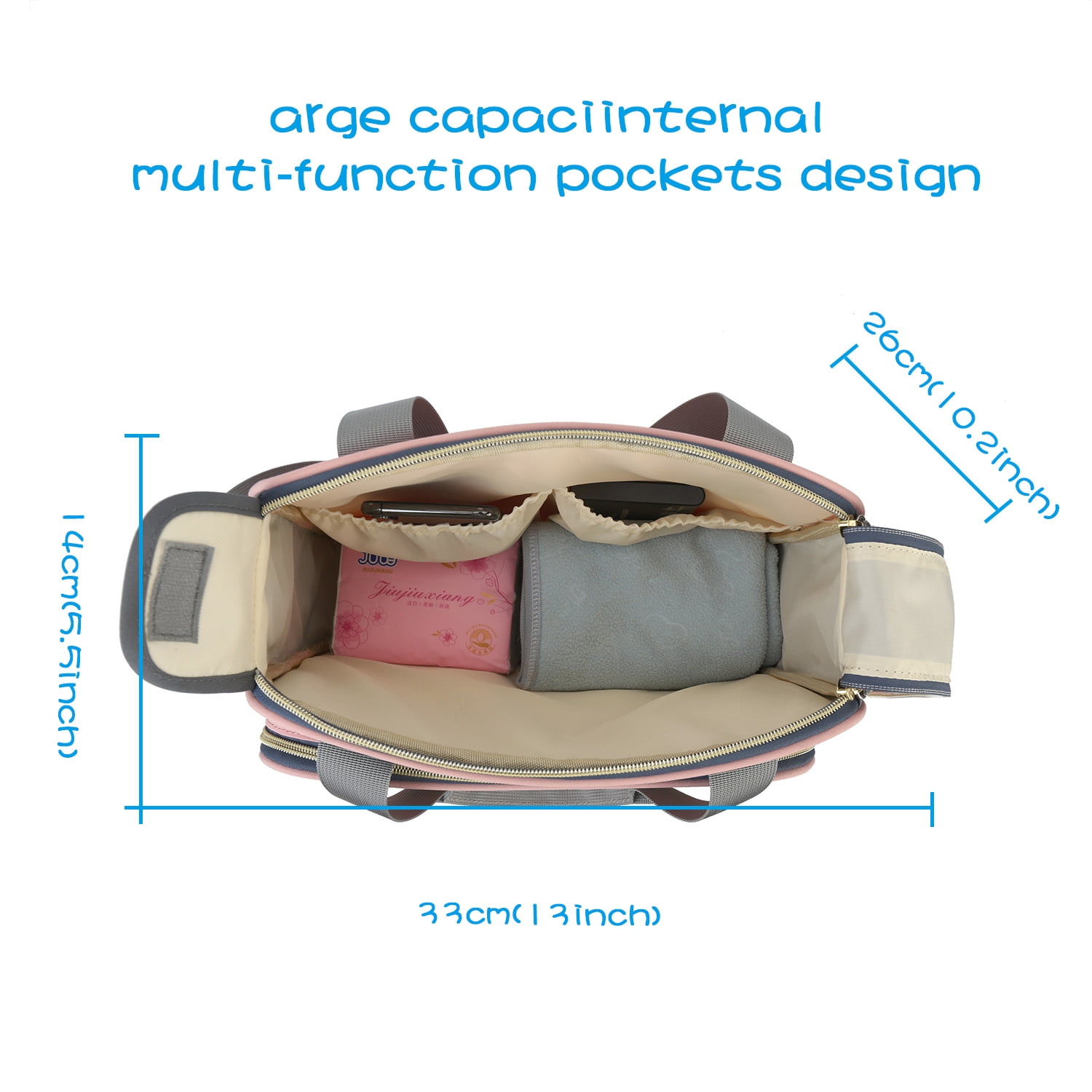 Small Diaper Bags, Girl Pink Tote Bag with Durable and Fashionable Fabric, Women Changing Bags fit for All essential items for Baby Shows Gifts