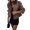 Brown, variant on Women Crop Pea Coat Wool Blend Office Work Lapel Collar Short Winter Jacket Trench Coat Gray M