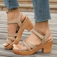 thumbnail image 2 of Dakaela Womens Braided Heel Sandals Open Toe Ankle Buckle Strappy Dress Shoes Wedding Party Pumps, 2 of 6