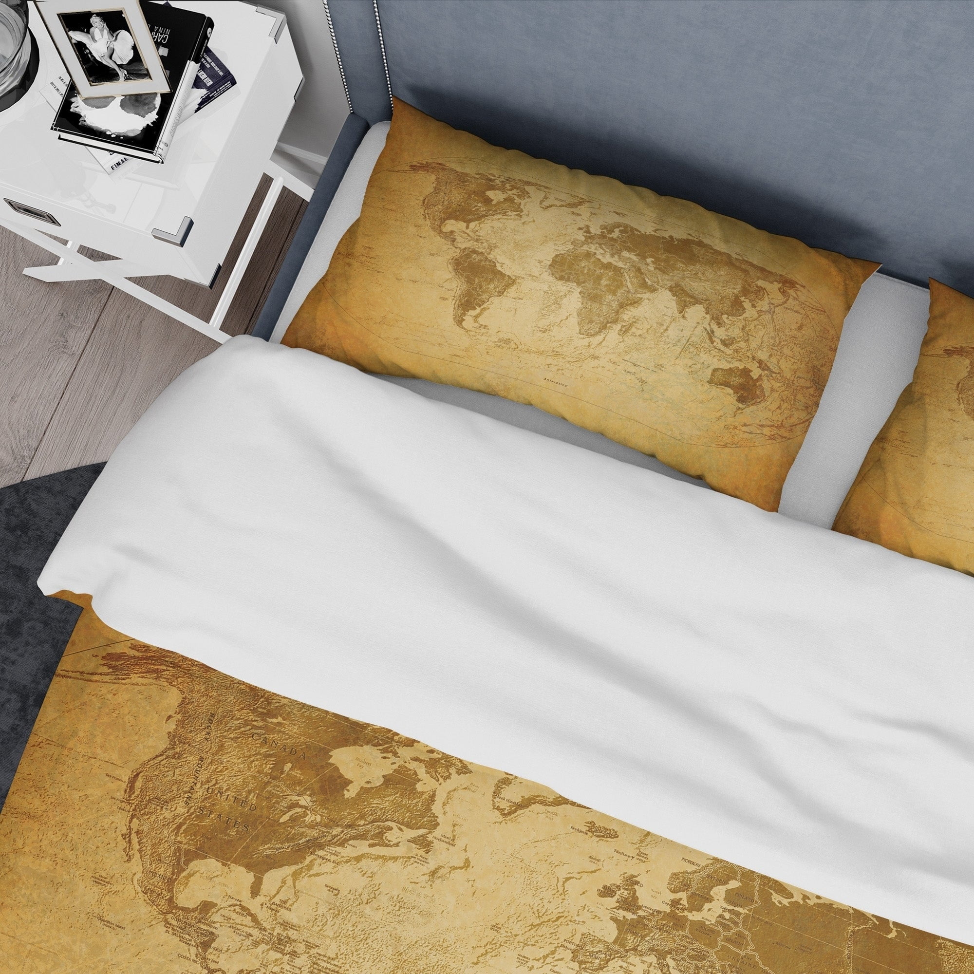 Designart 'Vintage Classic Map' Contemporary Duvet Cover Set