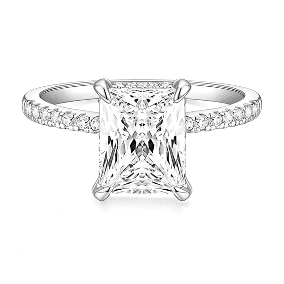 DESIGNICE 4Ct Engagement Ring for Women Radiant Cut Cubic Zirconia Wedding Band Cz Promise Anniversary Ring Size 3-13 Radiant Cut Rings Gold